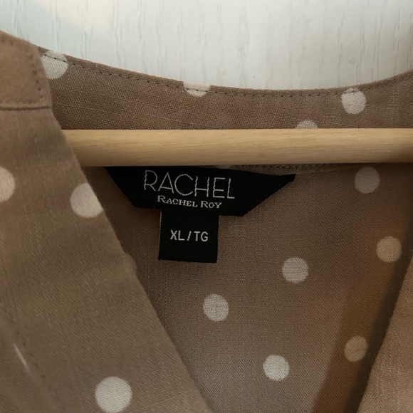 Brown Polka Dot V-Neck Tunic Shirt - Picture 3 of 5